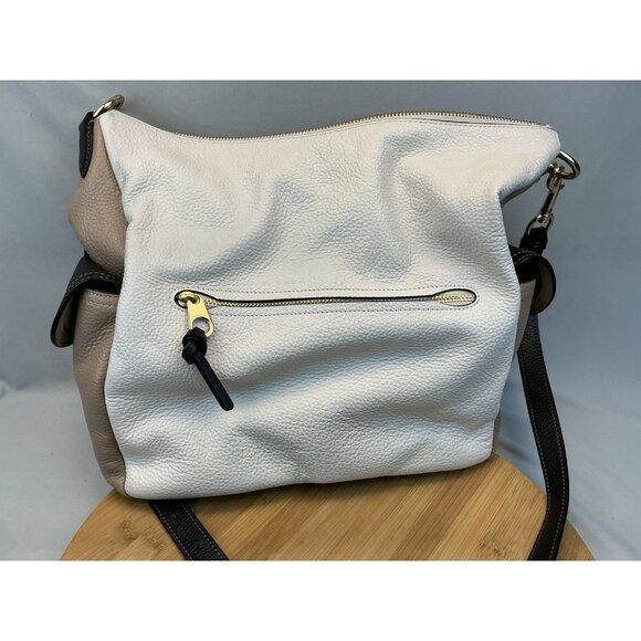 Coach Pennie Shoulder Bag Crossbody Off White Tan Black Soft Leather Det. Strap - Picture 4 of 10